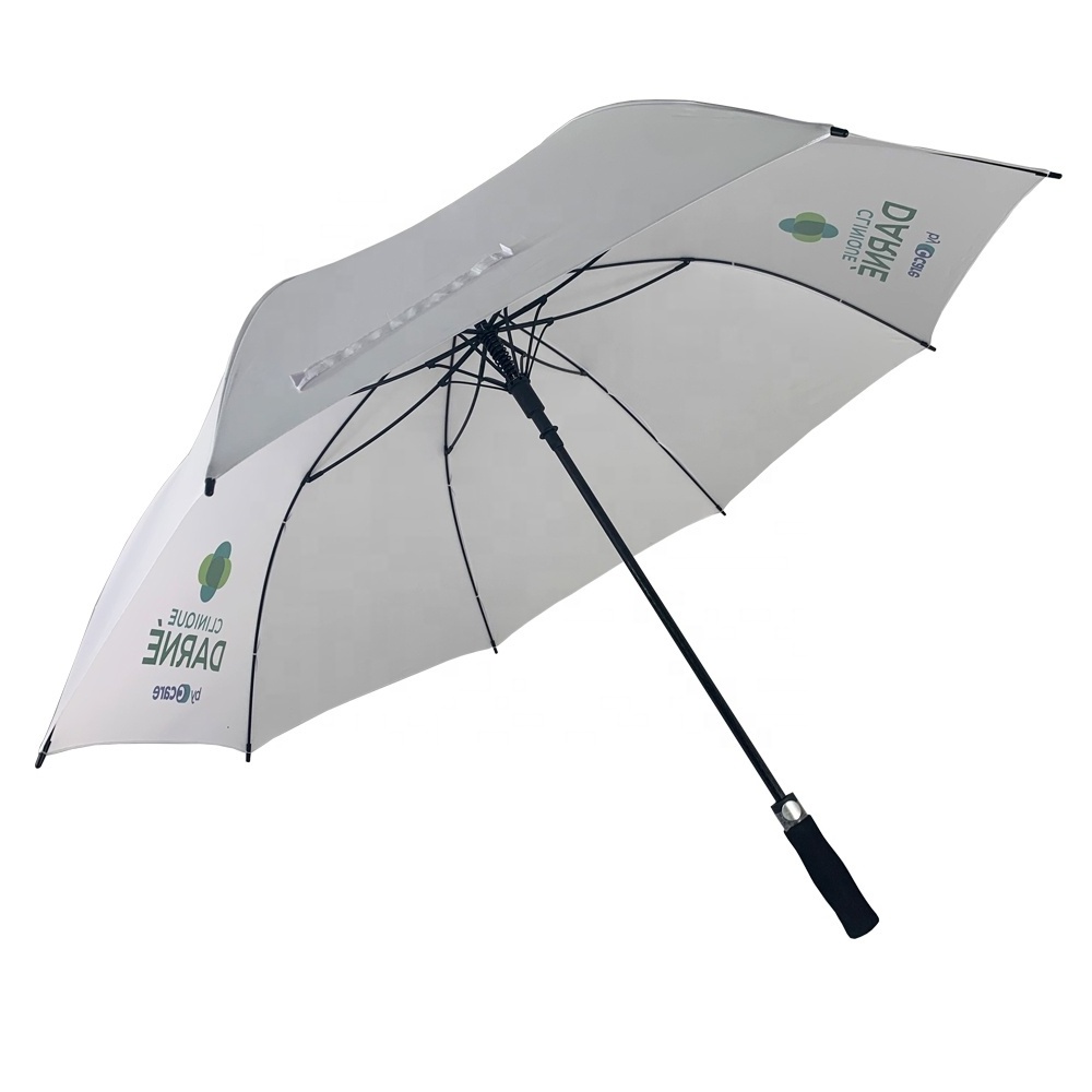 High Quality Wholesale Custom Logo Printed 30Inch 8K Automatic Open Strong Windproof Golf Umbrella With Umbrella Bag