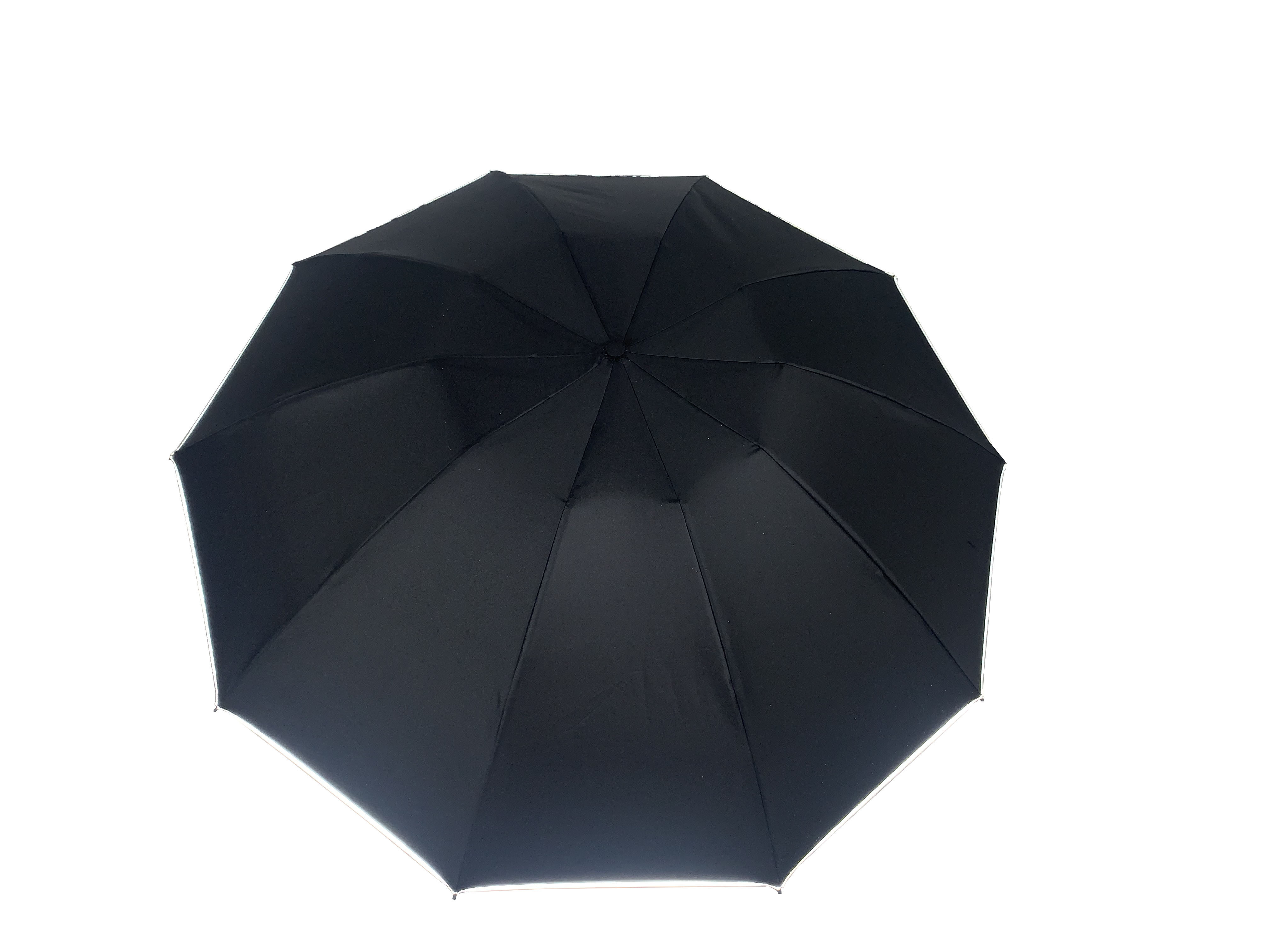 Premium 21inch 8ribs 3 Foldable Customized Logo Automatic Reverse Reflective Light Umbrella with Flashlight LED Handle