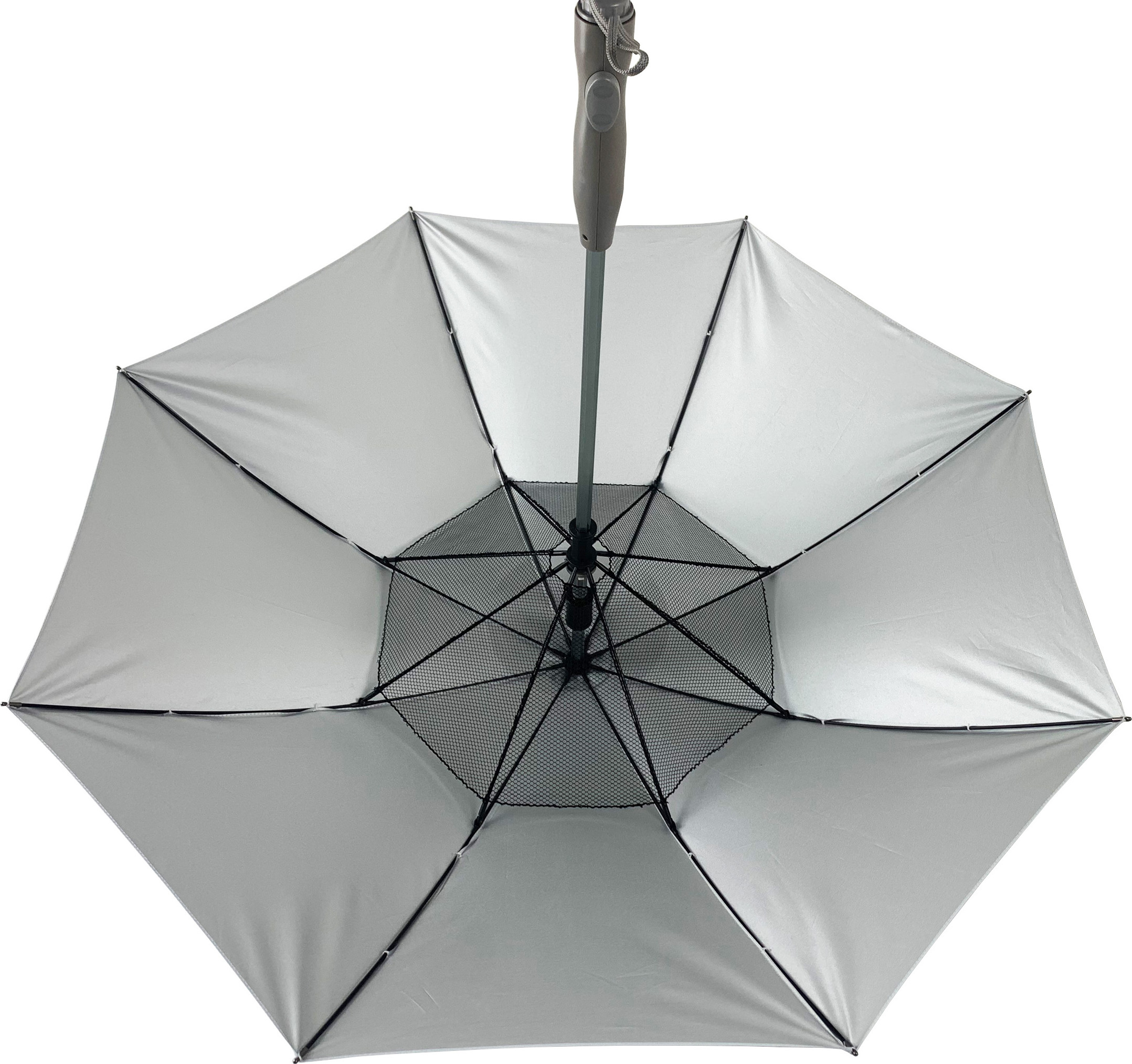 New design 27 inch silver UV coated High cooling spray fan Umbrella by USB charging