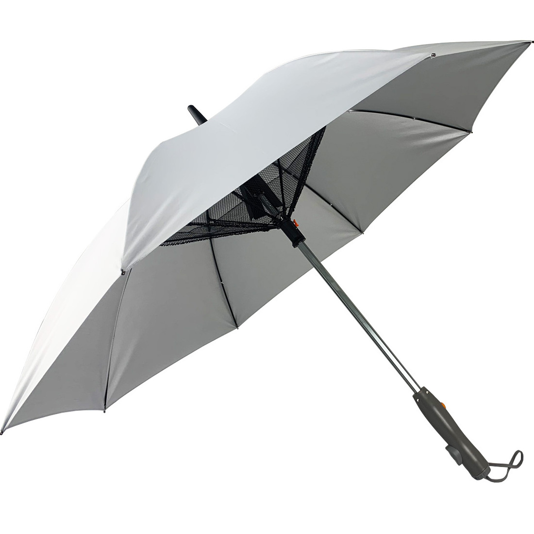 New design 27 inch silver UV coated High cooling spray fan Umbrella by USB charging