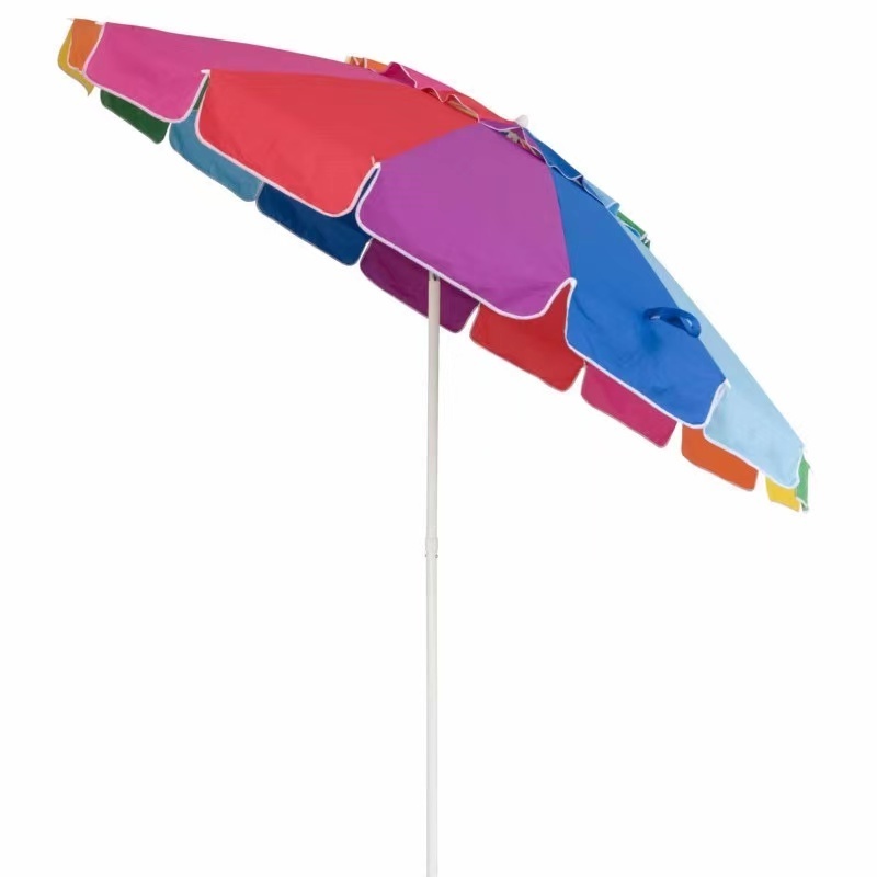 High Quality Hot Sale Outdoor 16 Ribs Windproof Colorful Rainbow Customized Beach Umbrella With Tilt