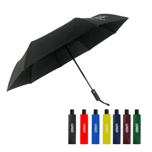 Hot Selling 21Inch 8K Black Colour Auto Open And Close 3 Fold Umbrella With Custom Printing