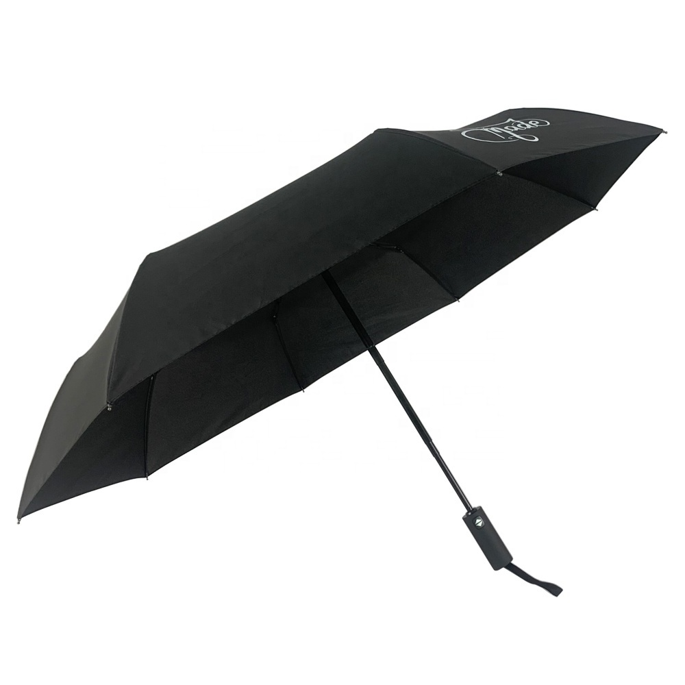 Hot Selling 21Inch 8K Black Colour Auto Open And Close 3 Fold Umbrella With Custom Printing