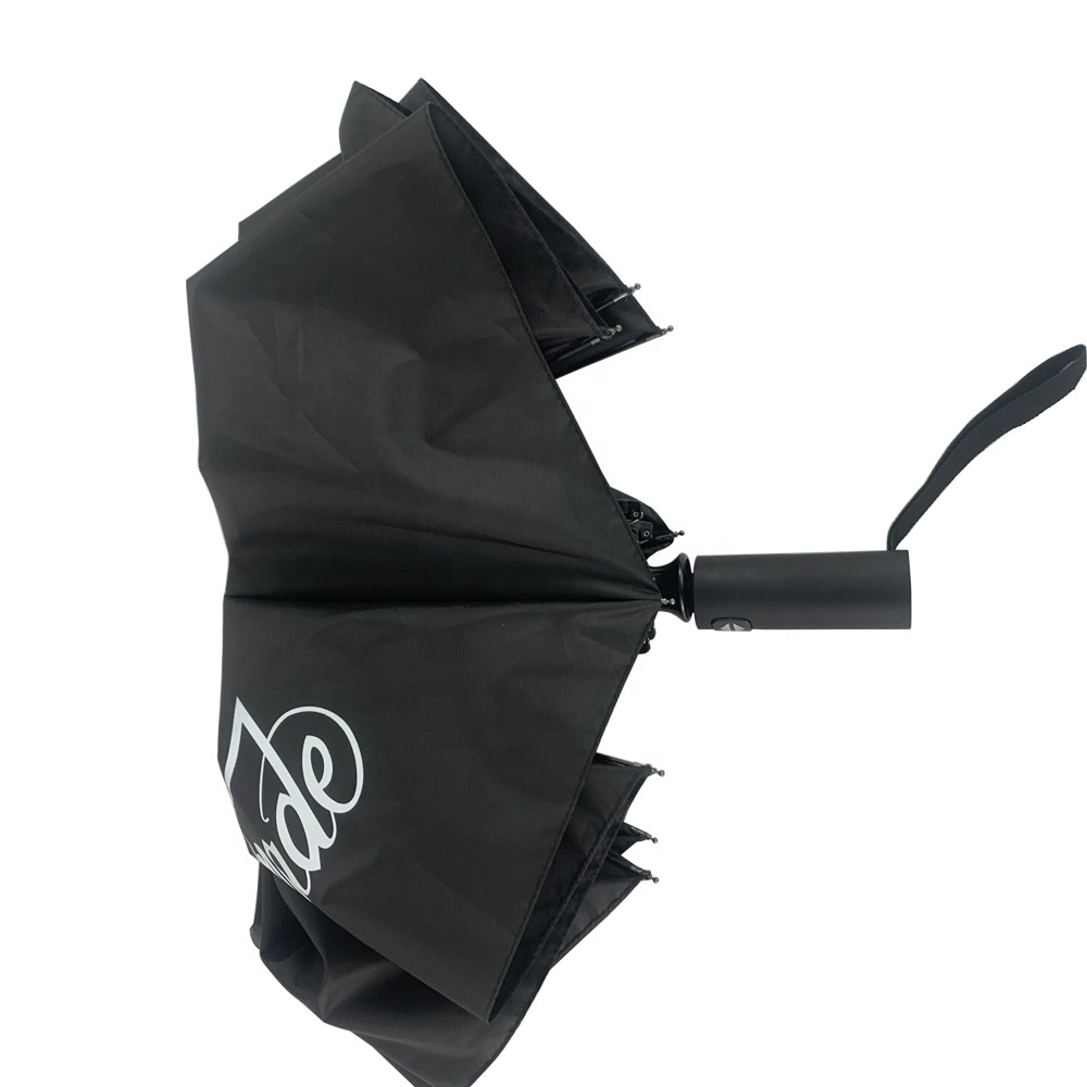 Hot Selling 21Inch 8K Black Colour Auto Open And Close 3 Fold Umbrella With Custom Printing