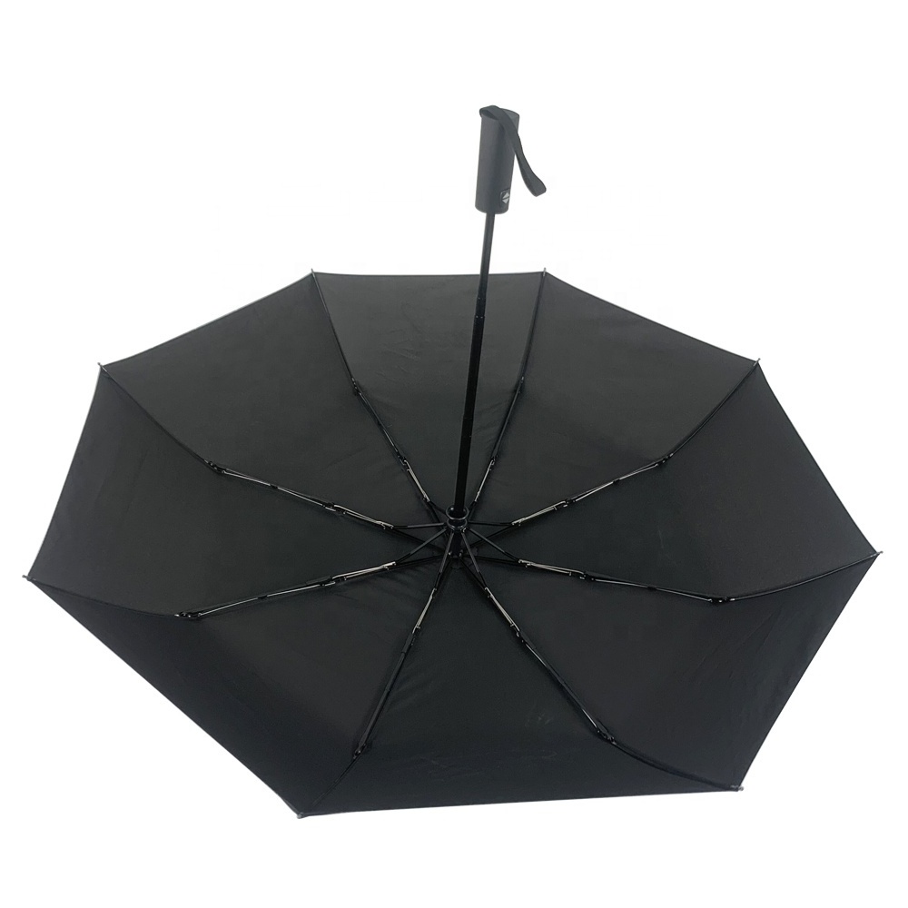 Hot Selling 21Inch 8K Black Colour Auto Open And Close 3 Fold Umbrella With Custom Printing