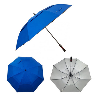 Manufacturer 60inch 68inch UV Double Canopy Vented Windproof Custom Logo Prints Bussine Promotional Branded Custom Golf Umbrella