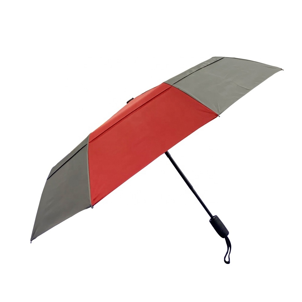 High Quality 21Inch 9Ribs RPET Auto Open And Close Double Canopy 3 Fold Umbrella With Custom Logo