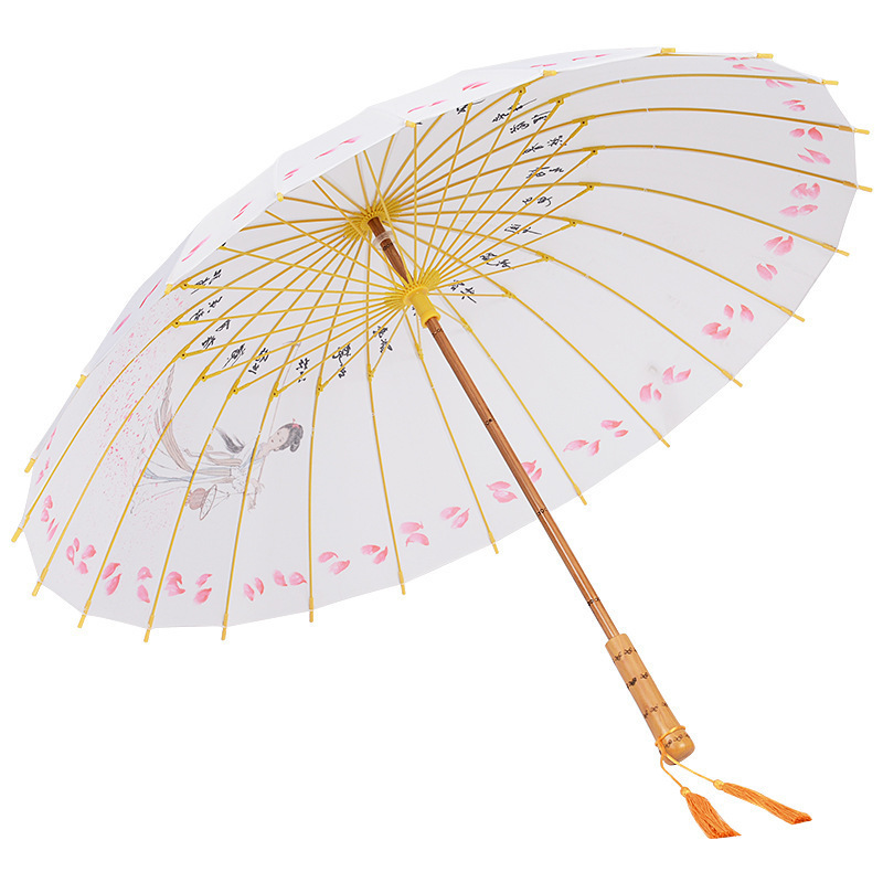 New Fashion Noble and Elegant 23inch 24ribs Chinese Elements Printing  Umbrella with Wooden Shaft and Handle