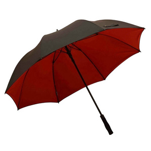 27 inch straight auto open red and black windproof double canopy golf umbrella