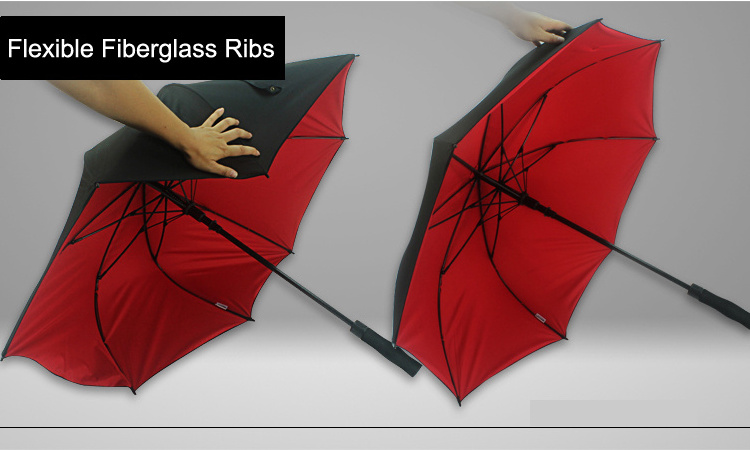 27 inch straight auto open red and black windproof double canopy golf umbrella