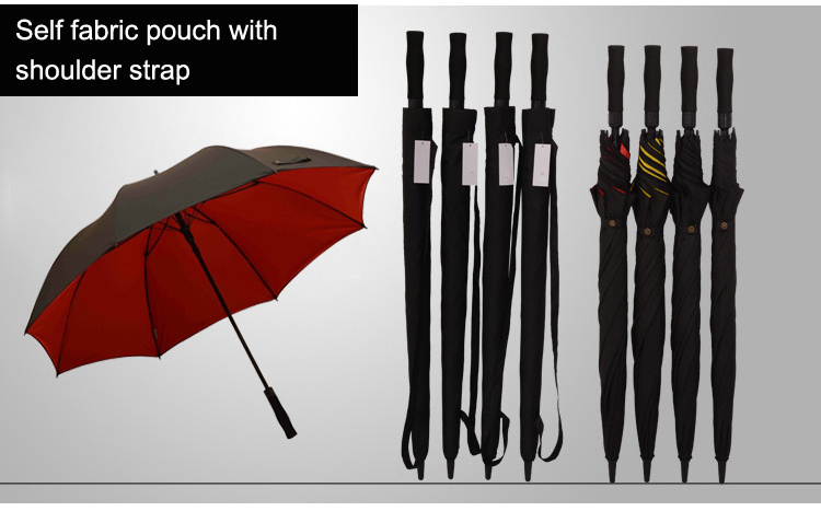 27 inch straight auto open red and black windproof double canopy golf umbrella