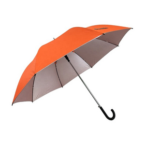 30Inch 8 Ribs Large Size Orange Colour Hooking Handle UV Golf Umbrella With Logo Print