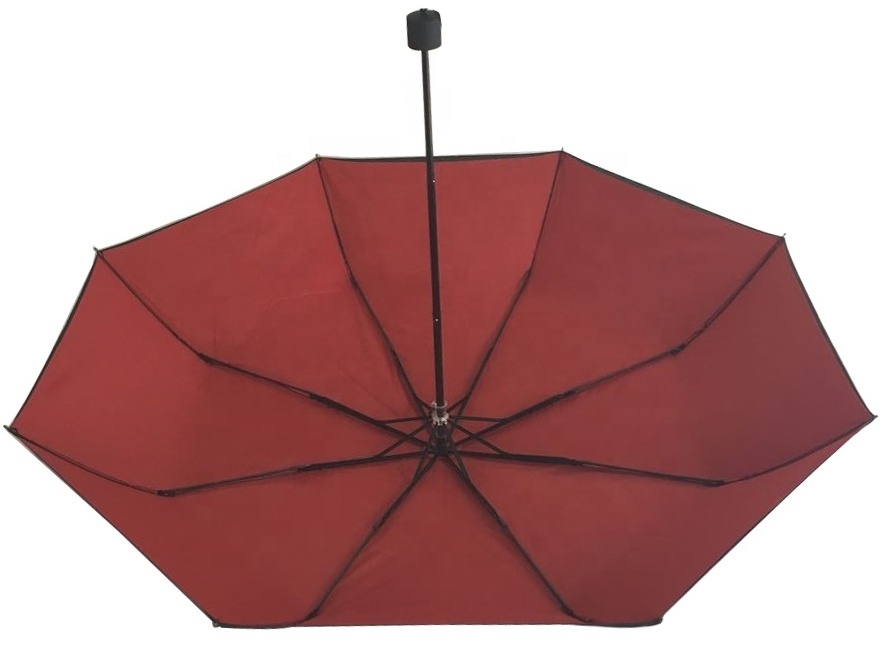 Black And Red Three Folding Telescopic Double Layer Umbrella For Rainproof And Sunshade