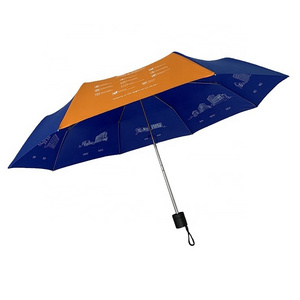 21"*8K orange and blue Custom logo printed 3 fold umbrella for promotion