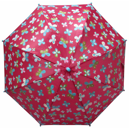 19inch 8k straight easy open and close butterfly printing children  umbrella for girl