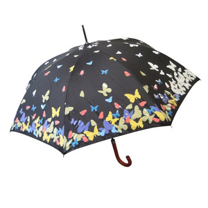 23" straight auto open butterfly change color when wet magic umbrella wholesale