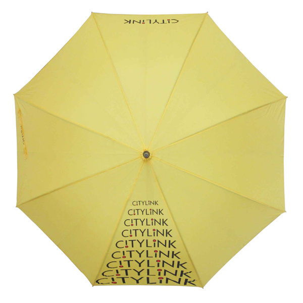 23Inch Yellow Color Custom Logo Printed Automatic Open Straight Umbrella