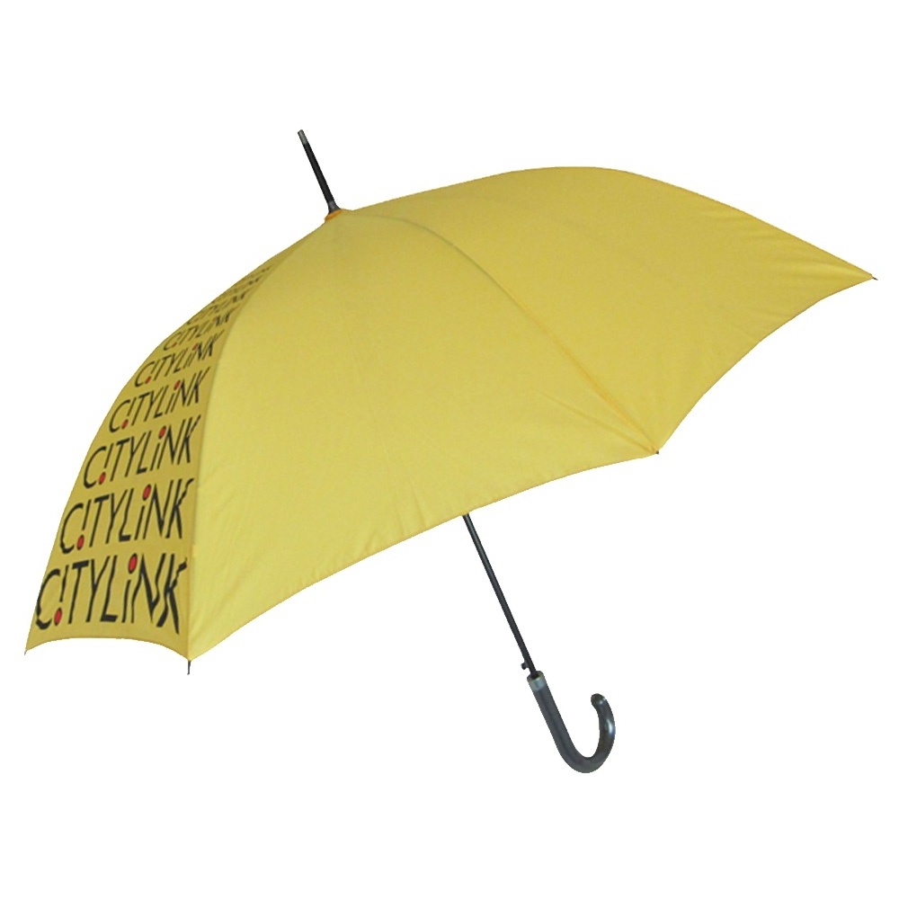 23Inch Yellow Color Custom Logo Printed Automatic Open Straight Umbrella