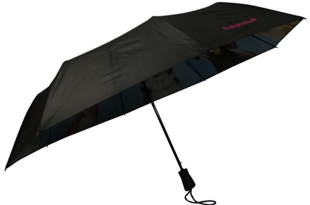 21inch 3 fold semi-automatic dog picture inside full printed umbrella