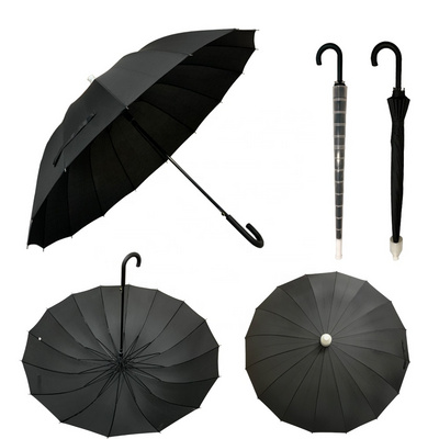 27Inch Good Quality Customized 16ribs Waterproof No Drip Umbrella With Plastic Cover