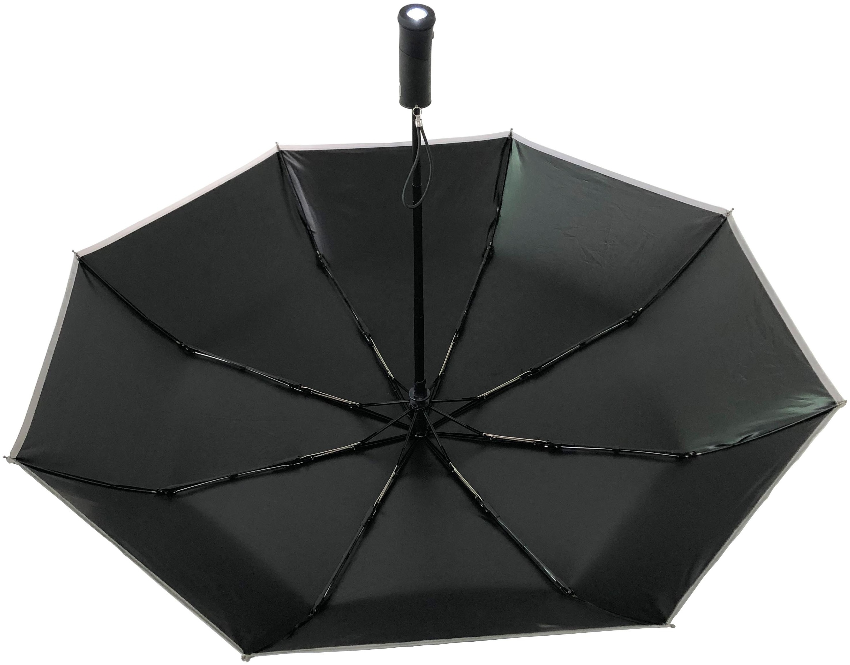 3 Fold Fully Automatic Green Color UV Protection Light Reflective Led Umbrella With Adjustable Led Torch