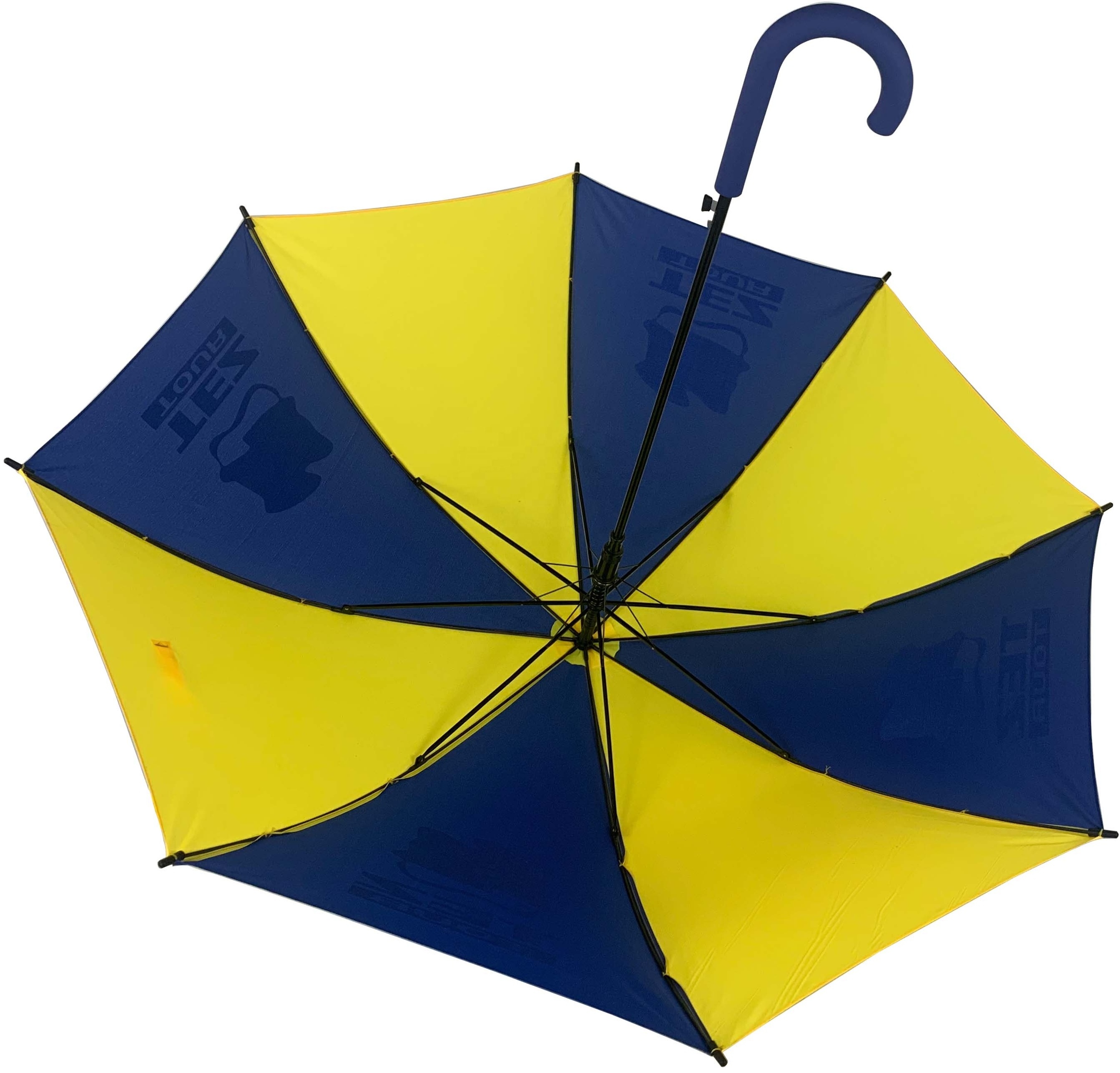 23Inch 8K fast delivery automatic blue and yellow promotional straight umbrella accept custom logo