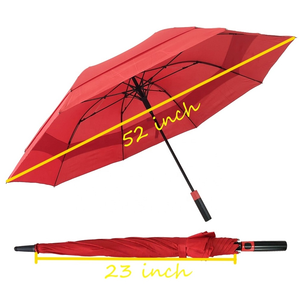 2022 innovative 23 inch open to 28 inch red extensible umbrella golf double layers with air vents