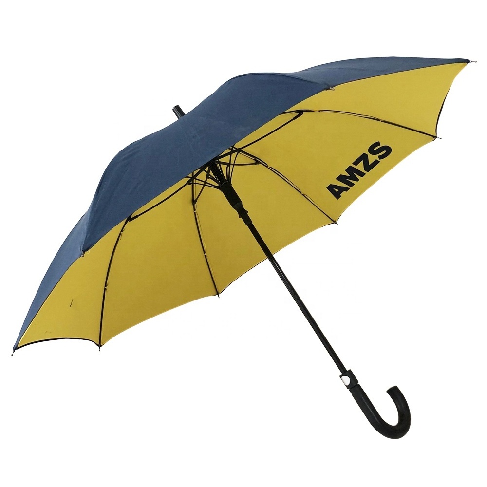 23 inch full fiberglass anti-rusted windproof double side blue and yellow umbrella with logo print inside