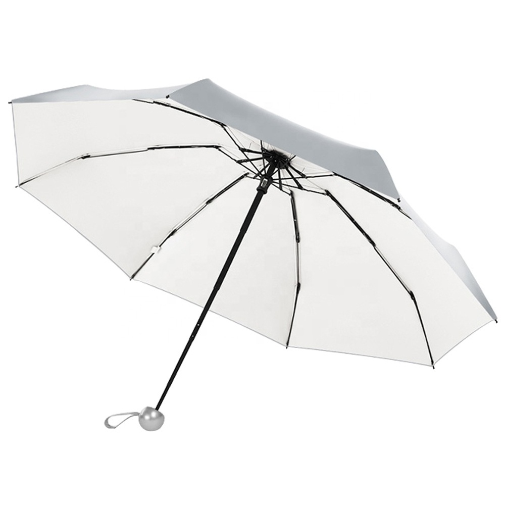 21Inch 8K  Silver Coating UV 5 Folding Umbrella With Logo Print