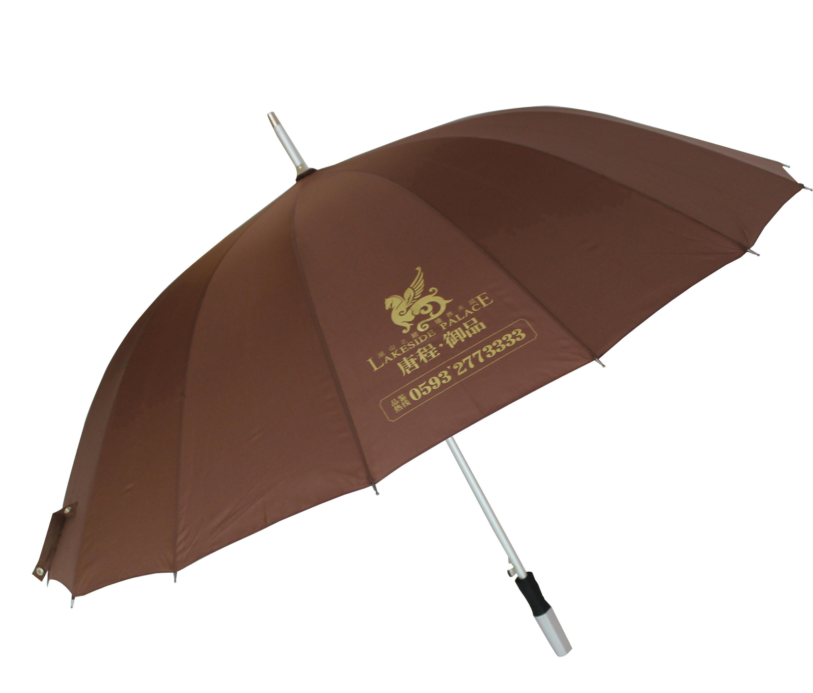 27 inch high quality 16ribs brown color strong  windproof golf umbrella for advertisement