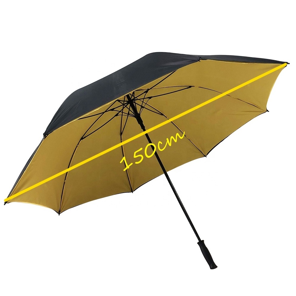 Extra large black and yellow double layers 68 inch oversize windproof golf umbrella OEM