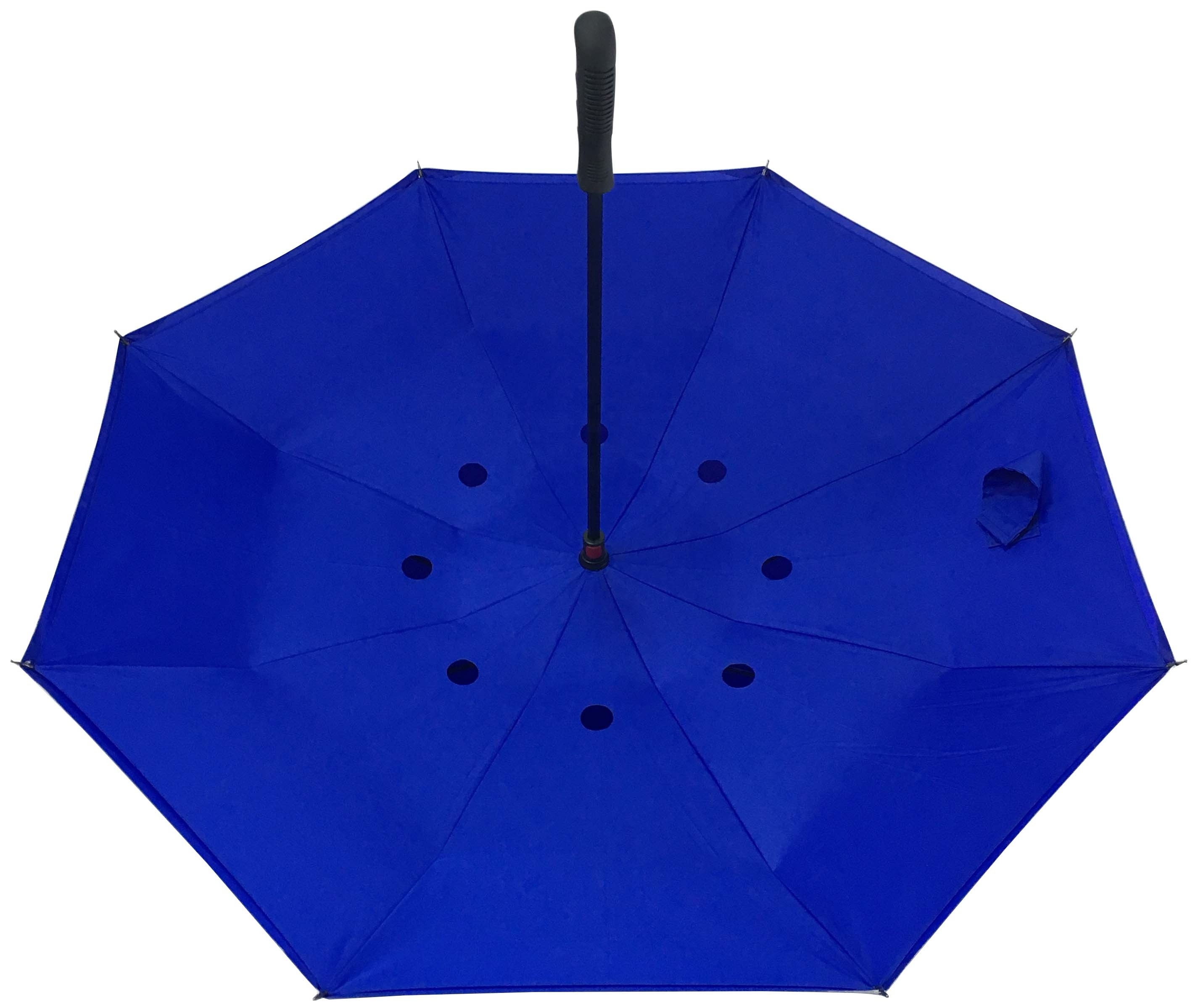 23Inch High Quality 23Inch 8K Royal Blue Color Straight Handle Reversed Umbrella With Air Vent