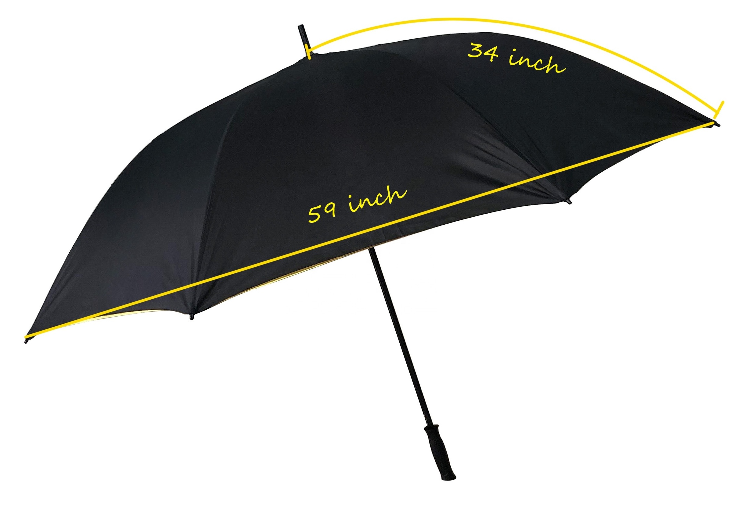 Extra large black and yellow double layers 68 inch oversize windproof golf umbrella OEM