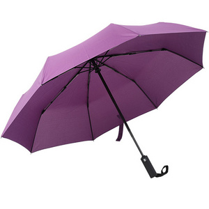 23 "Fully automatic purple fiberglass customized three-fold umbrella with logo