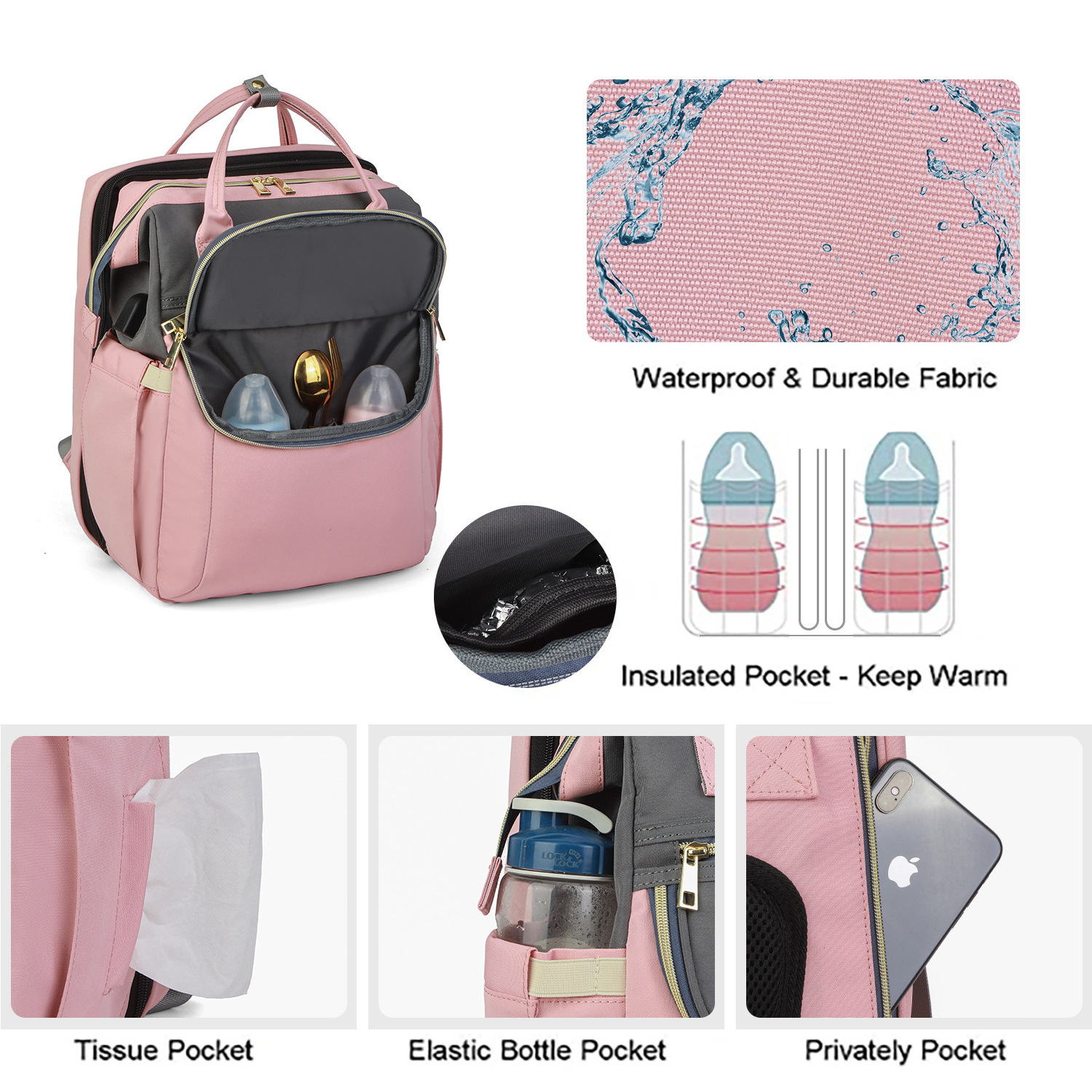 Multifunctional waterproof portable foldable baby diaper bag backpack replacement bed mommy bag