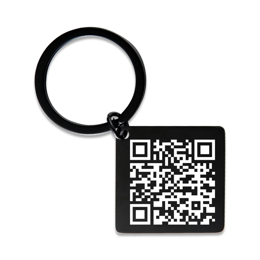 WD high-end custom metal QR code tag keychain , stainless steel QR code laser engraved metal logo tag