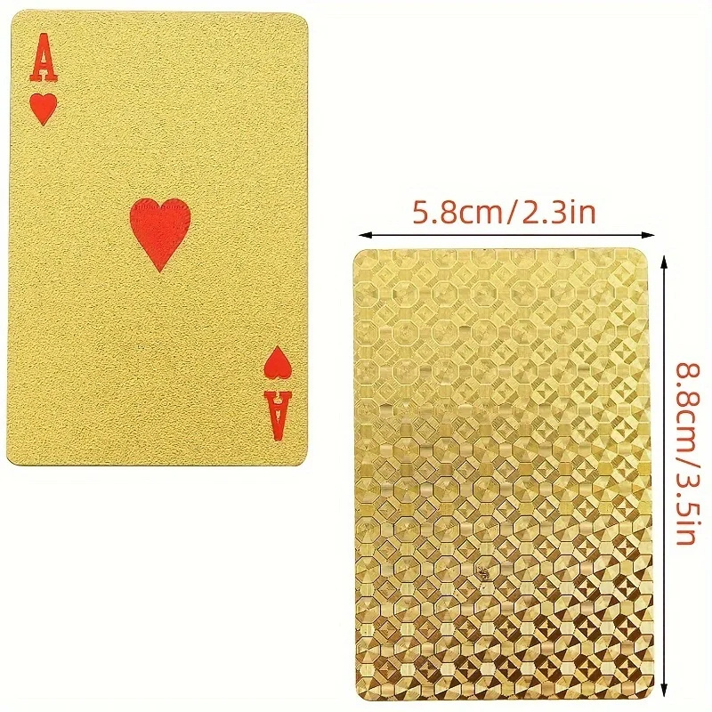 Custom wholesale 24K Gold Poker Deck Gold Euro Gold Foil Poker pvc plastic Leave no Crease Magic Card waterproof playing cards