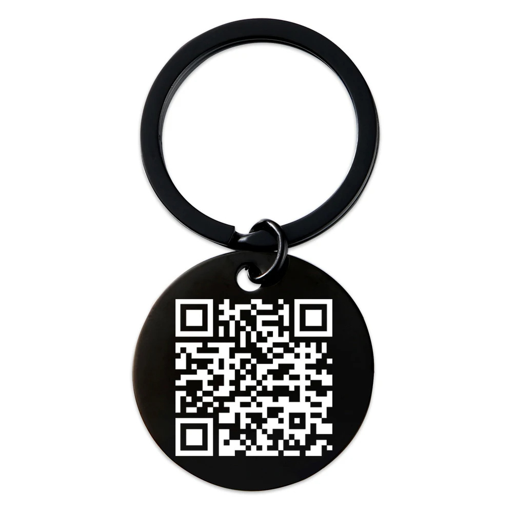 WD high-end custom metal QR code tag keychain , stainless steel QR code laser engraved metal logo tag