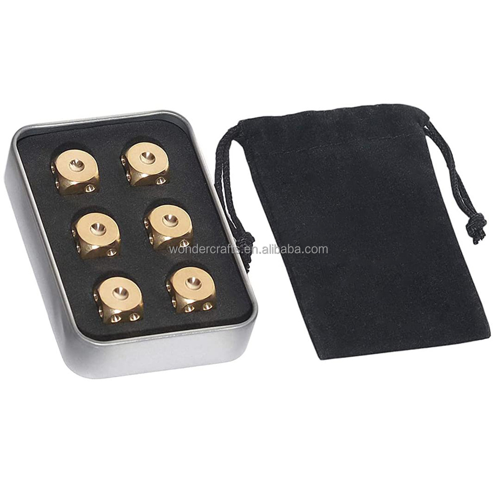 WD Custom Metal Dice Set Poker Party Role-playing Games Board Games Solid Brass dice with metal gift box and carry bag