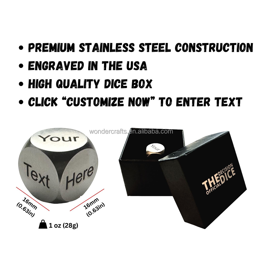 WD Custom personalized stainless steel engraved metal dice couples decide dice