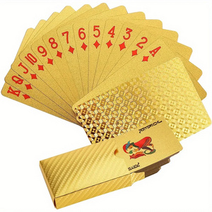 Custom wholesale 24K Gold Poker Deck Gold Euro Gold Foil Poker pvc plastic Leave no Crease Magic Card waterproof playing cards