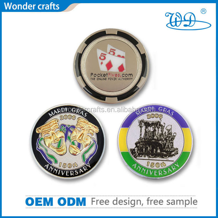 professional custom design die stamp iron material shiny gold plating epoxy poker chip set manufacturer