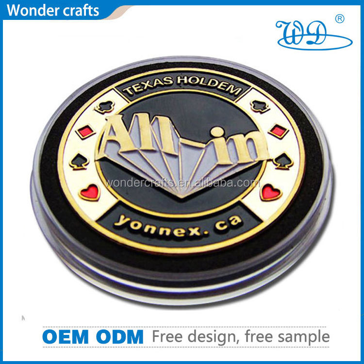 Mini poker chip custom design big slick hydraulic press metal black nickel plating enamel token casino coin