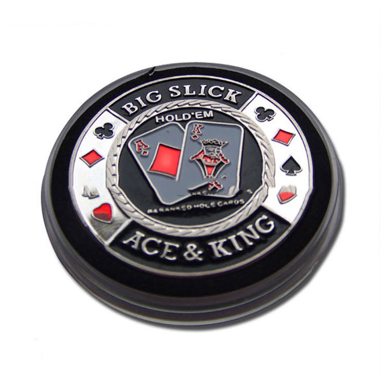 Mini poker chip custom design big slick hydraulic press metal black nickel plating enamel token casino coin