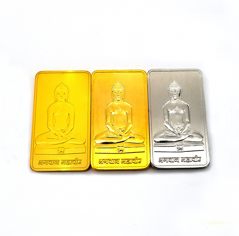 Custom india Buddha logo 1 gram 999 silver bar bullion 1 ounce fake and real gold plated bars 24k pure bullion souvenir