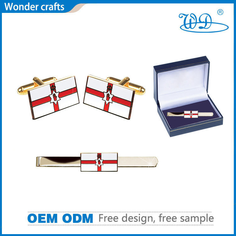 wholesale enamel epoxy zinc alloy antique mirror gold custom logo business men suit shirt tie clip cuff link with gift box