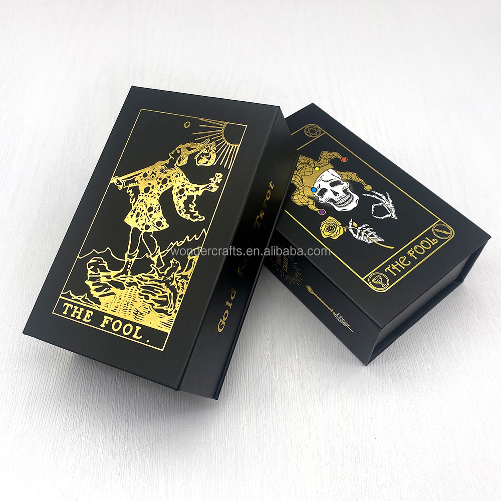 custom wholesale full printing black tarot playing poker game card board game tarot deck cards with guidebook