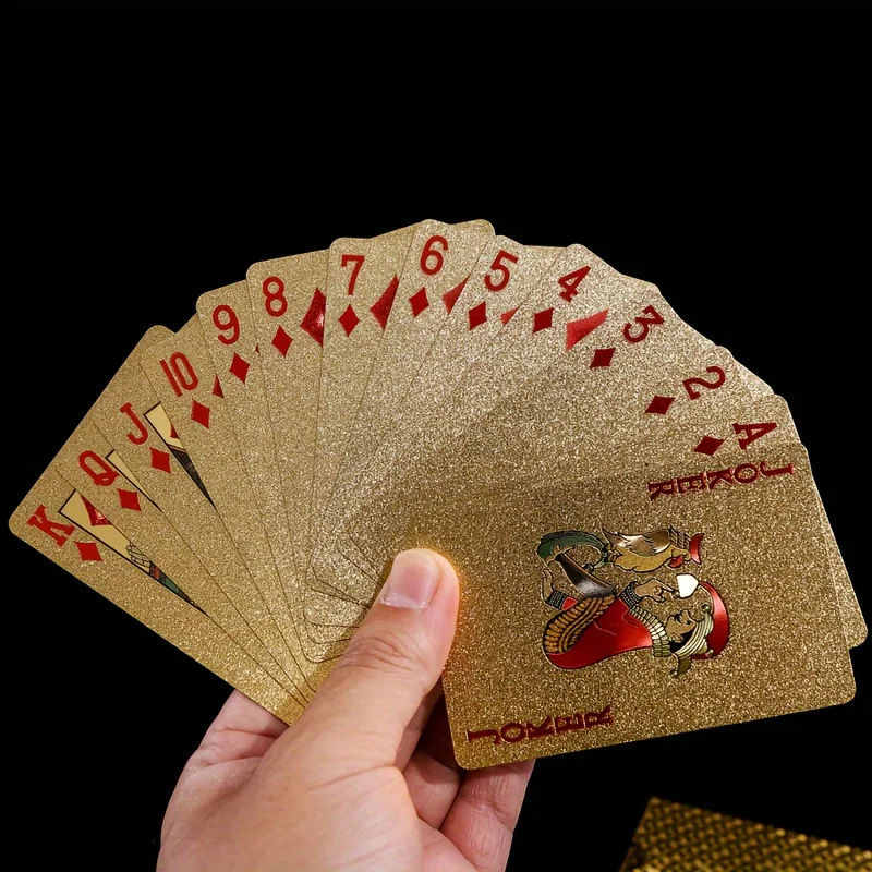 Custom wholesale 24K Gold Poker Deck Gold Euro Gold Foil Poker pvc plastic Leave no Crease Magic Card waterproof playing cards