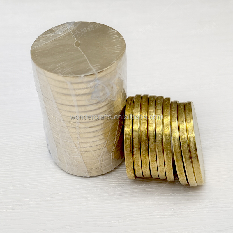 WD Custom metal brass copper challenge token blank coins 40mm solid blank brass coin for fiber laser engraving