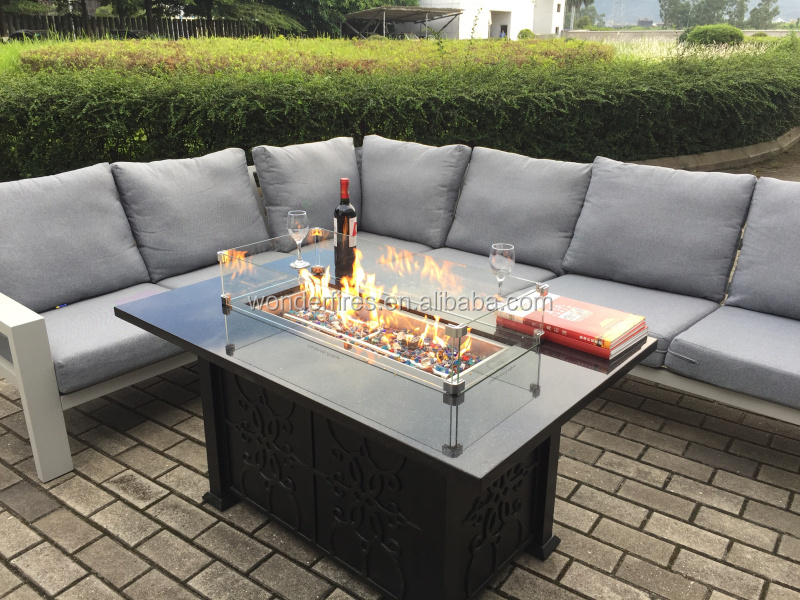 Outdoor manmade clay patio gas fireplace square garden portable propane fire pit table for party